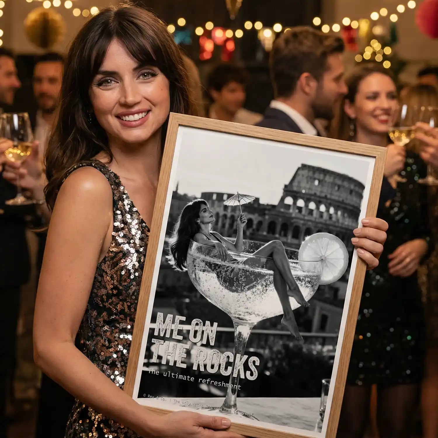 Retro Bathroom Wall Art | Lady in Cocktail Glass Print | Glamorous Decor | Feminine Art