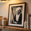 Funny Nun Baseball Bat Art Print | Quirky Gothic Decor