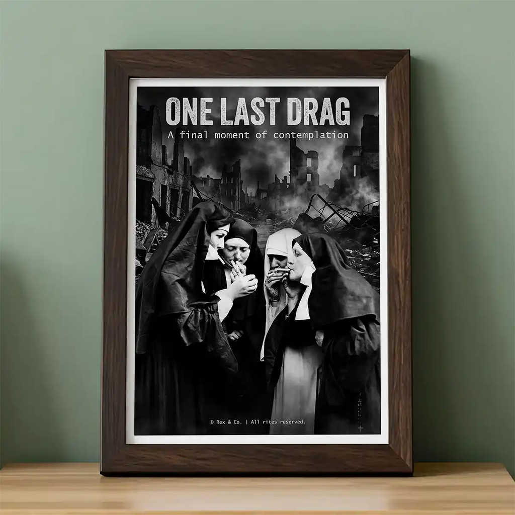 Apocalyptic Nuns Smoking Poster | Black and White Print