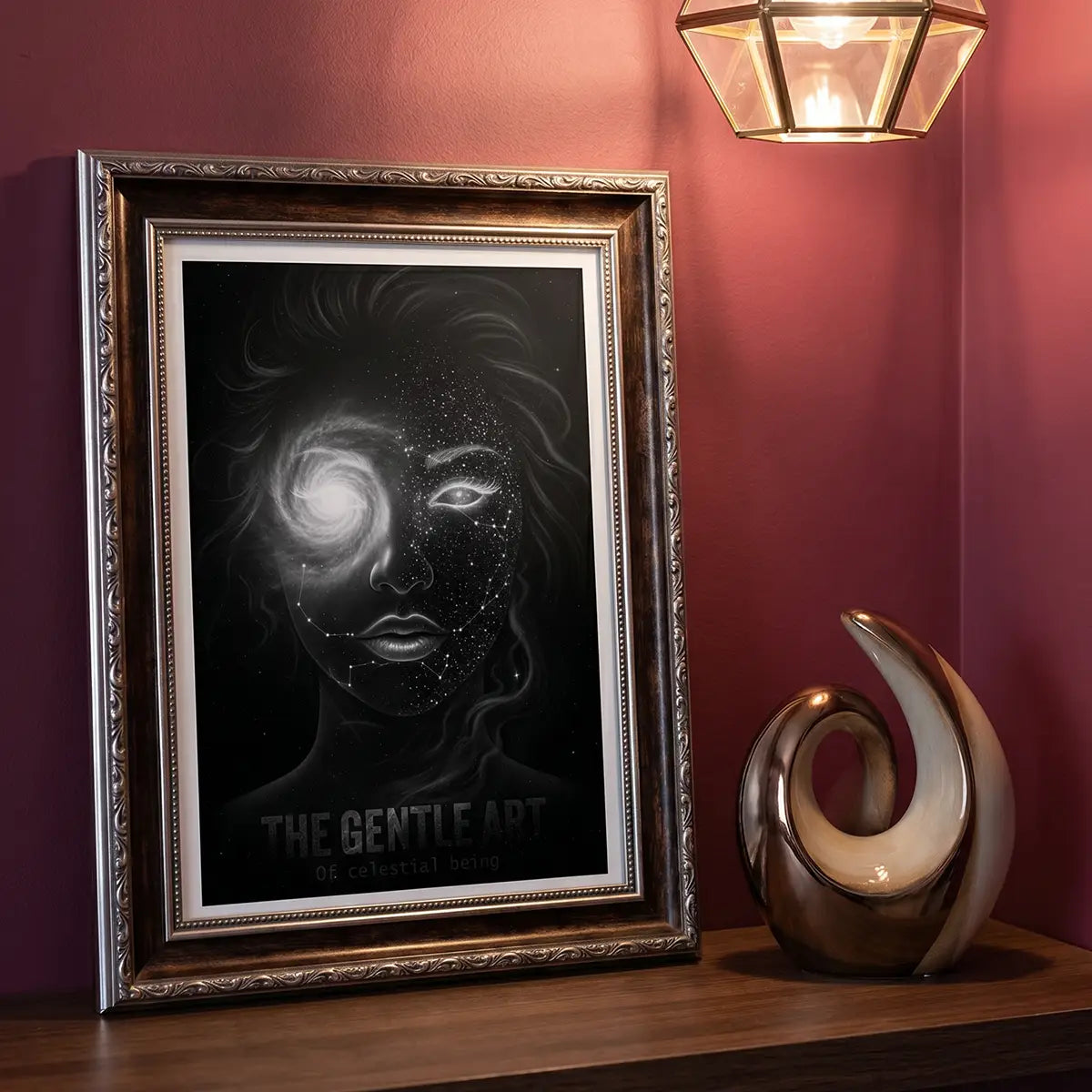 Woman as Universe Art | Cosmic Portrait Print | Galaxies in Face Poster | Spiritual Wall Decor