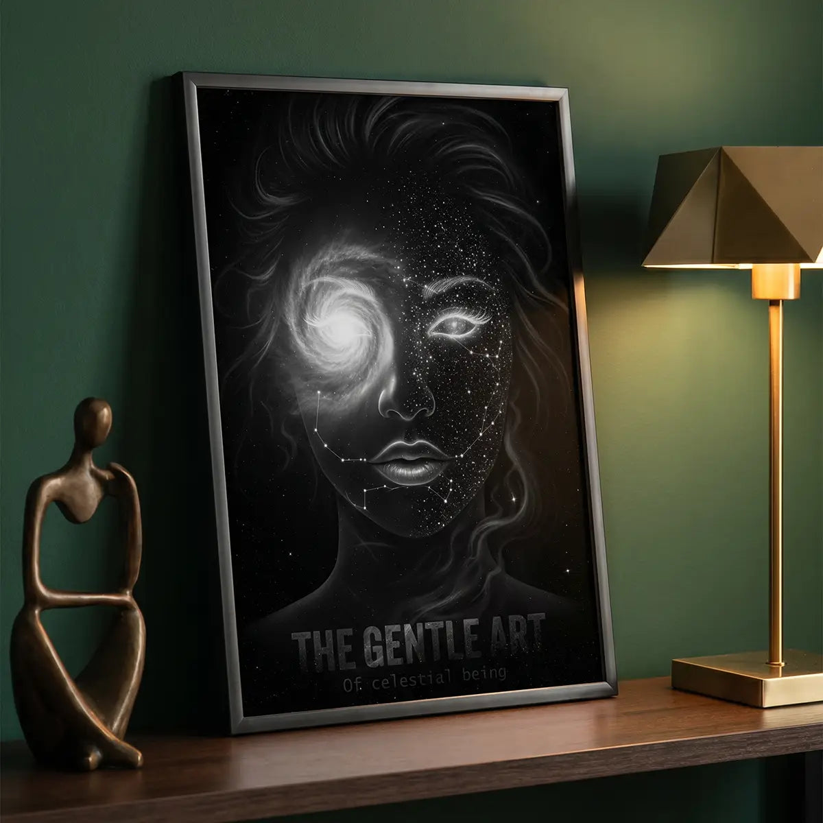 Woman as Universe Art | Cosmic Portrait Print | Galaxies in Face Poster | Spiritual Wall Decor