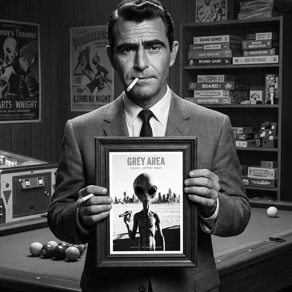 Apocalyptic Alien Smoking Poster | Black and White Print