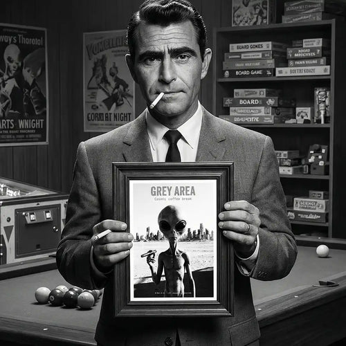 Apocalyptic Alien Smoking Poster | Black and White Print