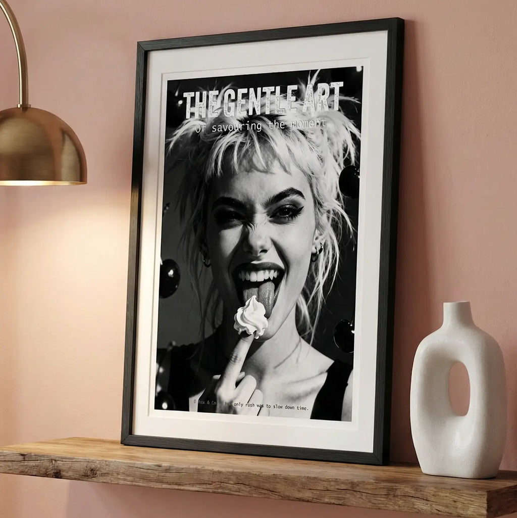 Art of Indulgence Print | Savouring the Moment Poster | Sensual Wall Art | Luxurious Home Decor