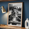 Weasel Driving Art Print | Black and White Racing Poster