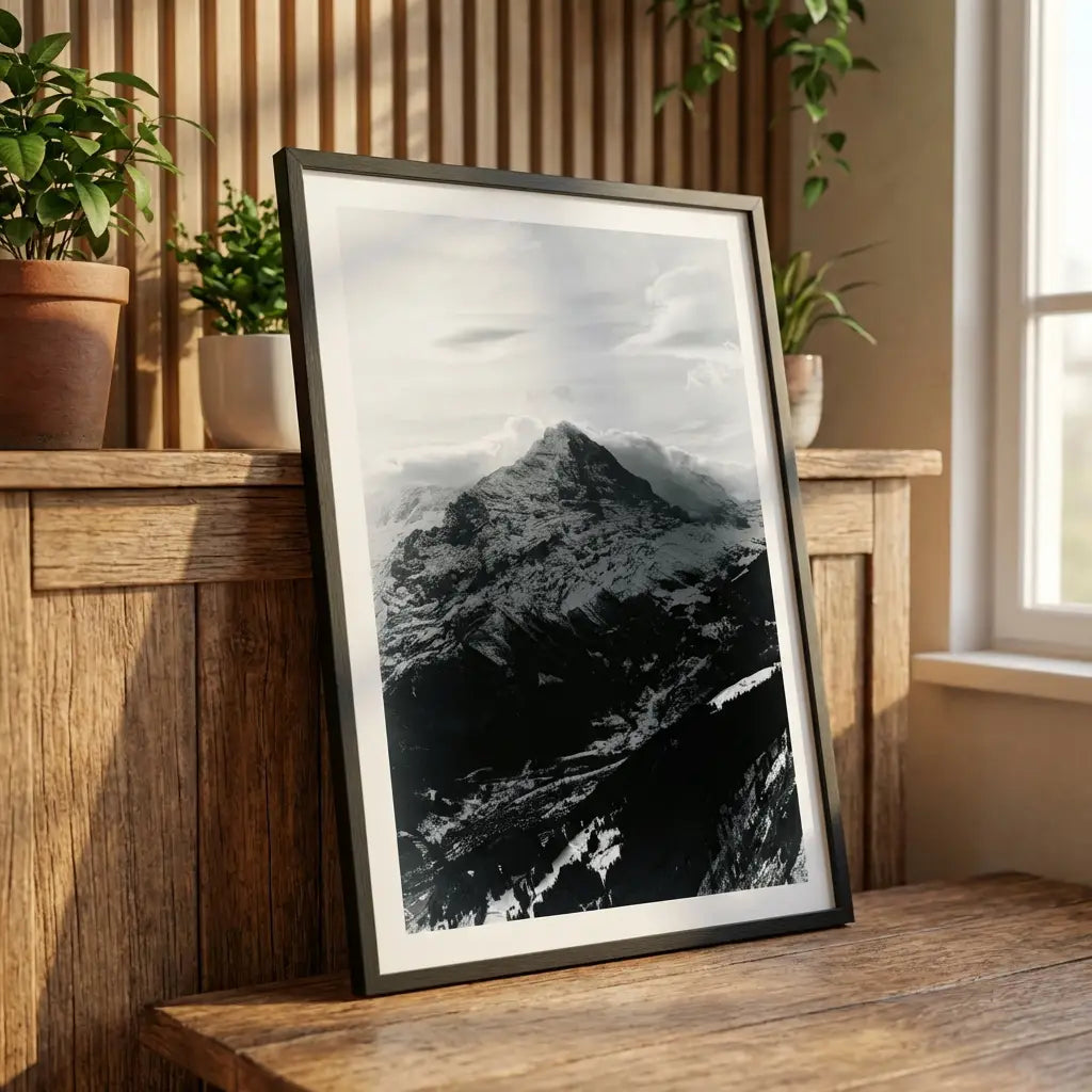 The Eiger Wall Art | Black & White Mountain Photography | A4/A3 Fine Art Print | Grindelwald