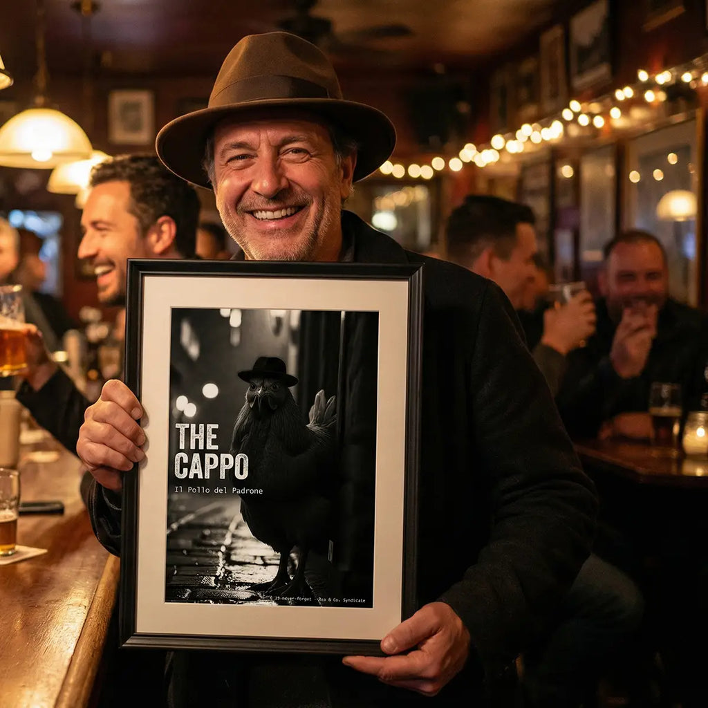 The Cappo Poster | Chicken in Fedora Art | Mafia Animal Print | Funny Gangster Wall Decor