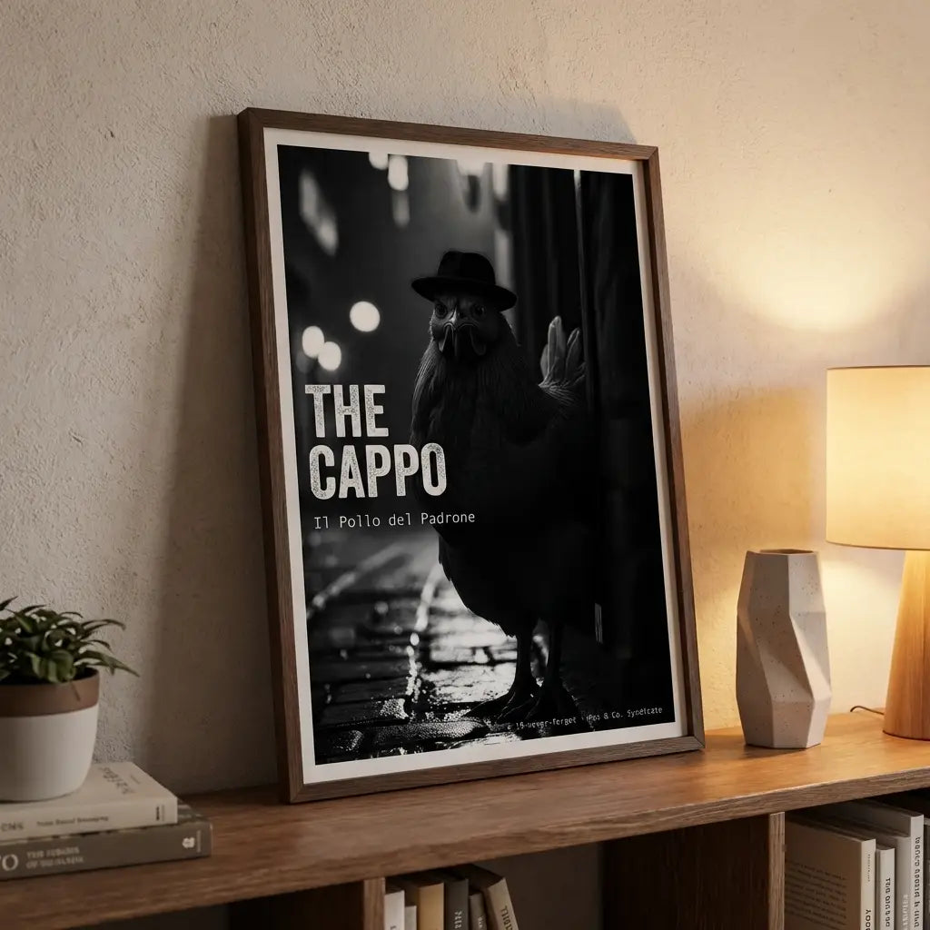 The Cappo Poster | Chicken in Fedora Art | Mafia Animal Print | Funny Gangster Wall Decor