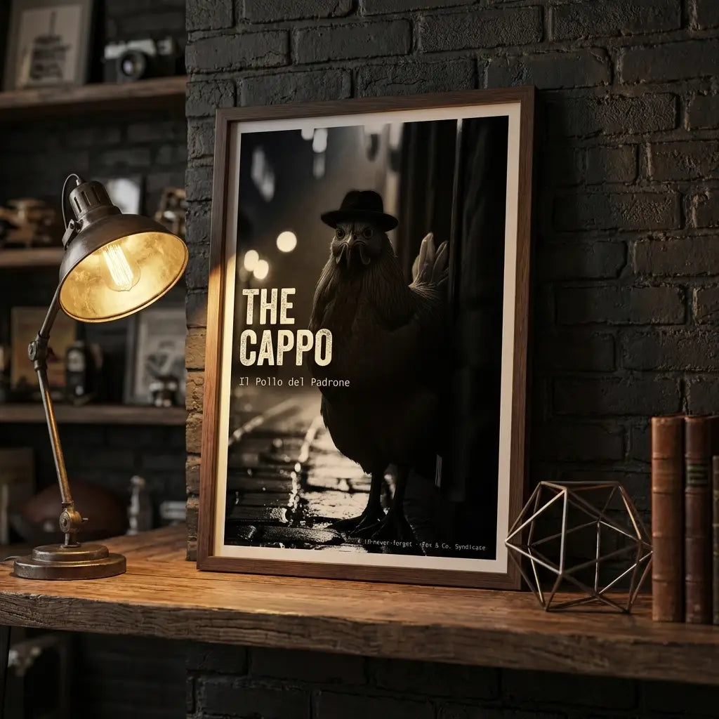 The Cappo Poster | Chicken in Fedora Art | Mafia Animal Print | Funny Gangster Wall Decor