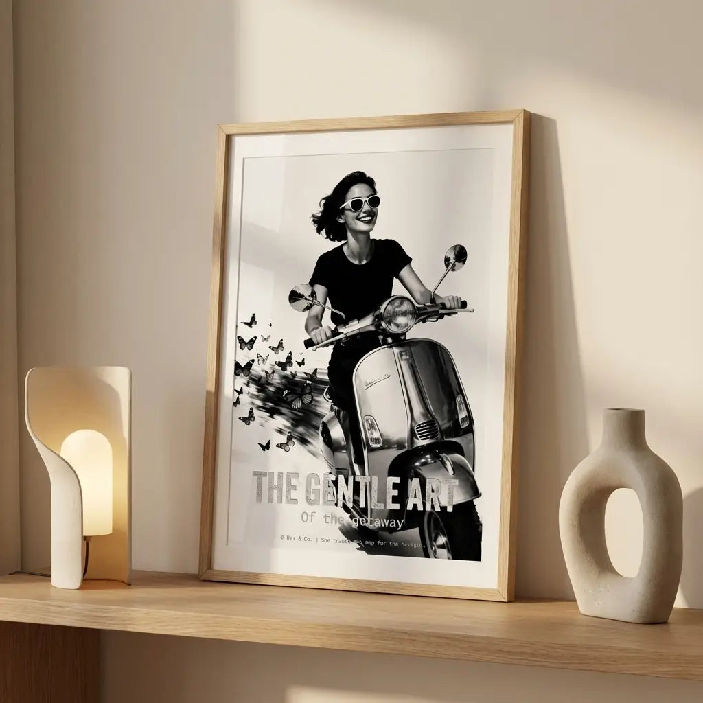 Vespa with Butterflies Poster | Joyful Escape Decor | Feminine Wall Art