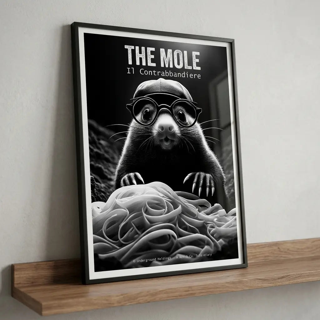 Mafia Mole Poster | Underground Pasta Art | Funny Animal Gangster Print | Bestia Cosa Nostra