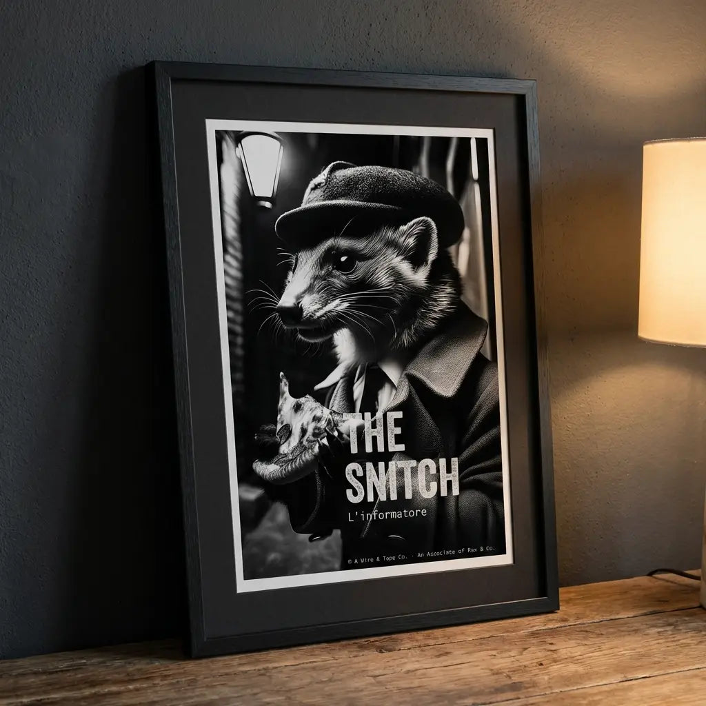Gangster Weasel Art Print | Funny Animal Noir Decor