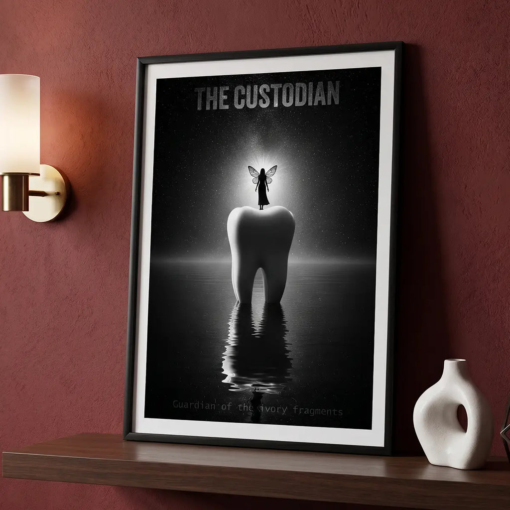 Gift for Dentist | Tooth Fairy Art Print | Surreal Dental Decor | Black and White