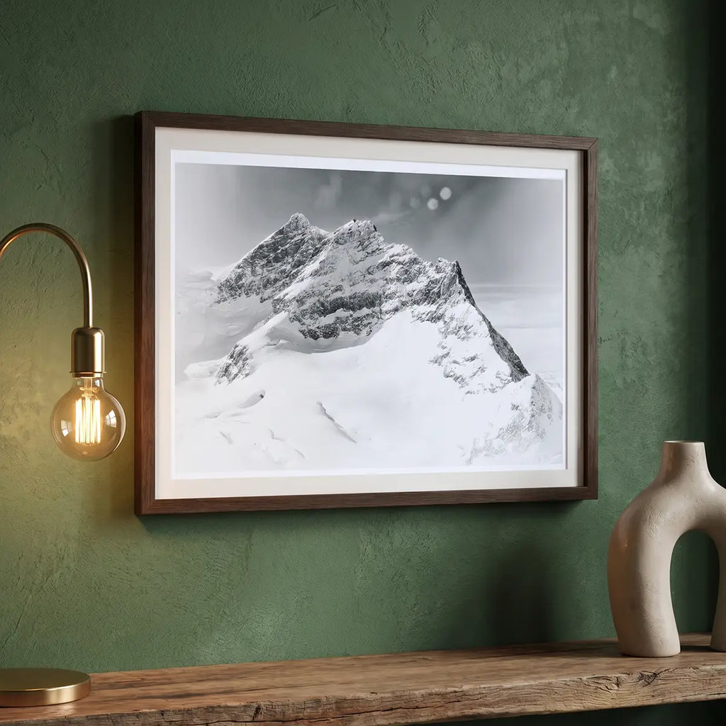 Trio of Peaks at Jungfraujoch | Ethereal Alpine Photography | Snowy Mountain Poster