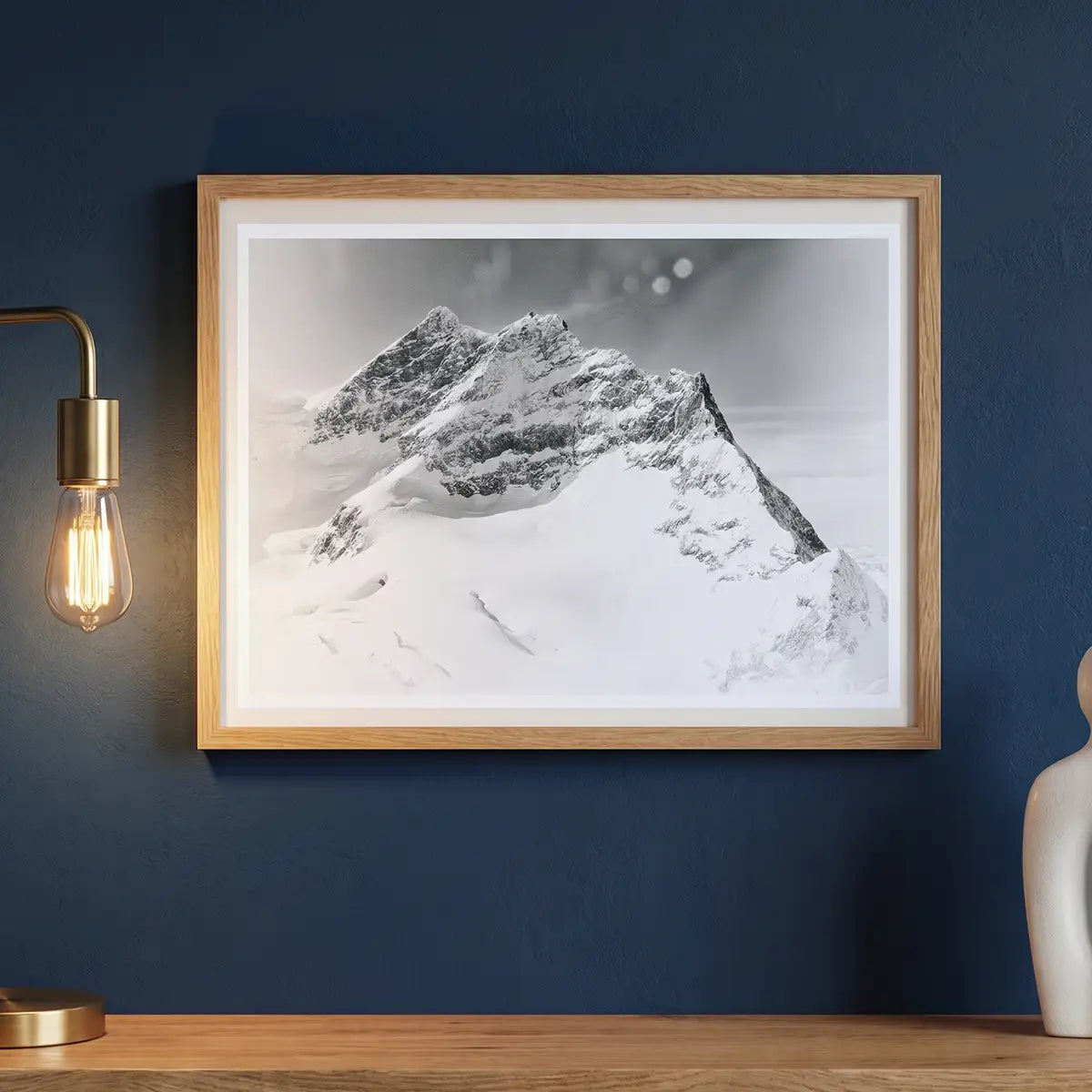 Trio of Peaks at Jungfraujoch | Ethereal Alpine Photography | Snowy Mountain Poster