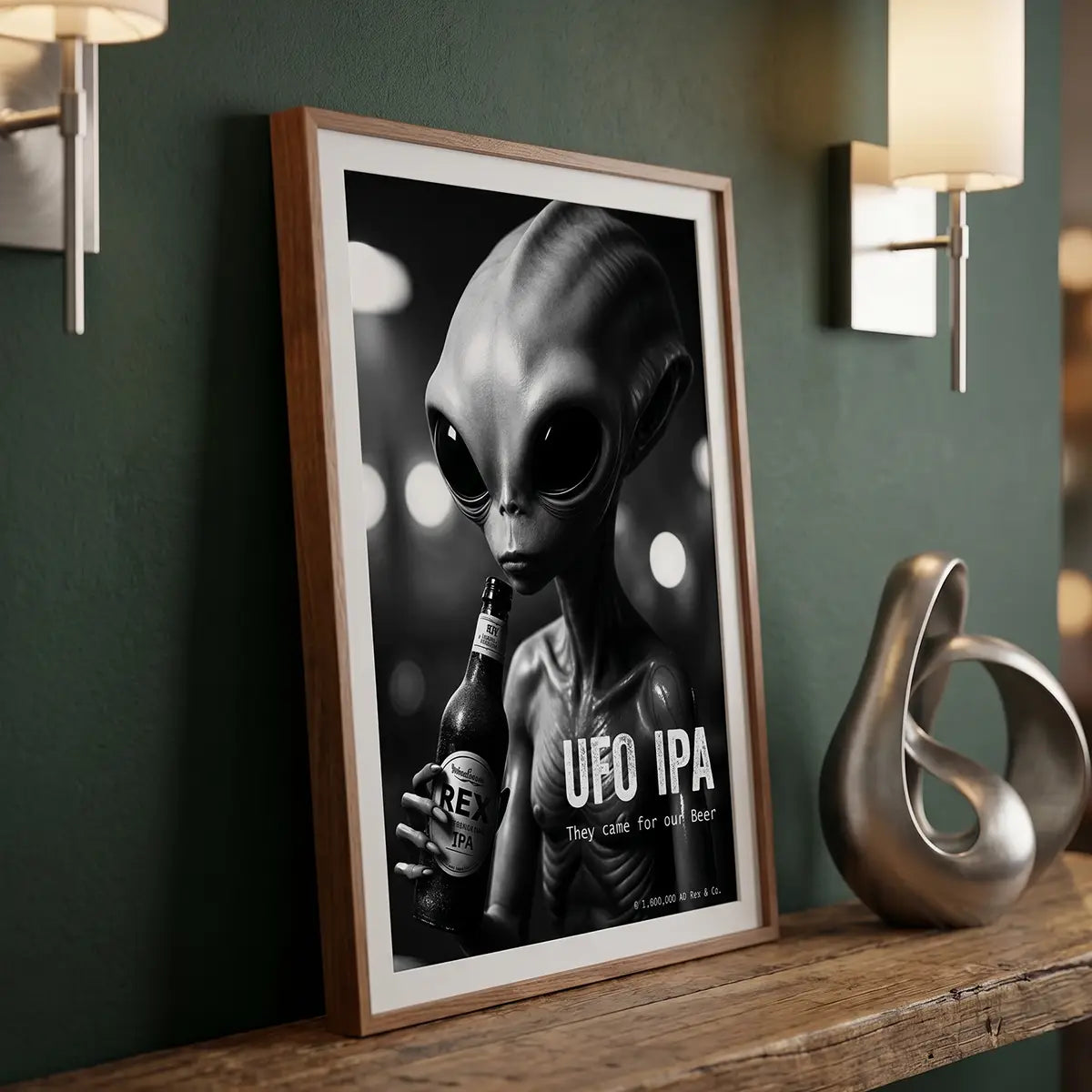 Sci-Fi Alien Beer Art Print | Man Cave Wall Decor