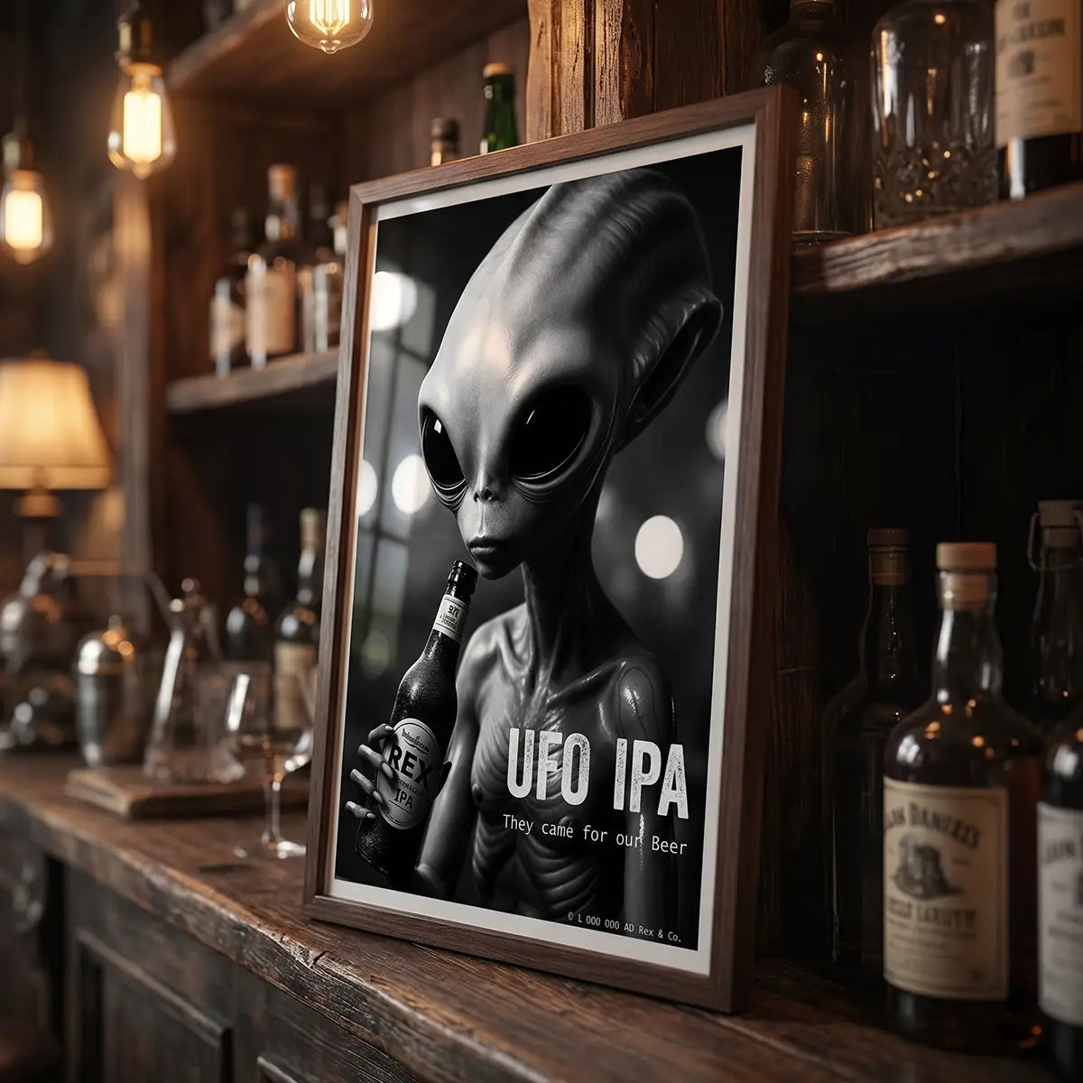 Sci-Fi Alien Beer Art Print | Man Cave Wall Decor