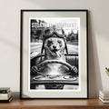 Weasel Driving Art Print | Black and White Racing Poster