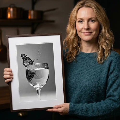Butterfly Wine Glass Print | Minimalist Still Life Poster