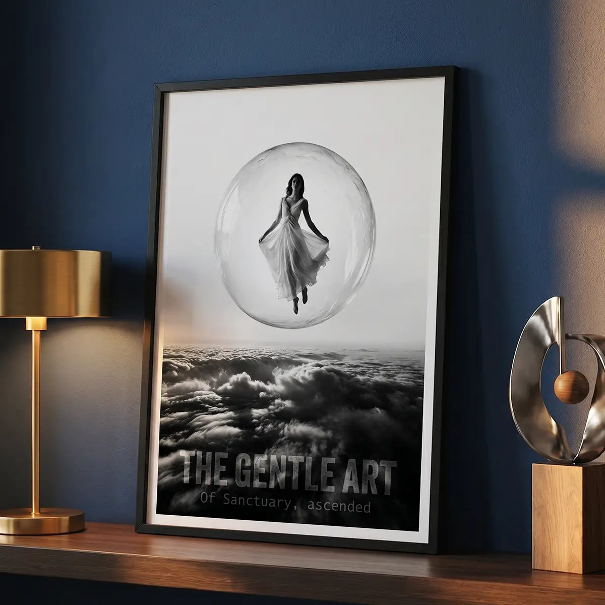 Woman in Bubble Art Print | Noir Black and White Poster