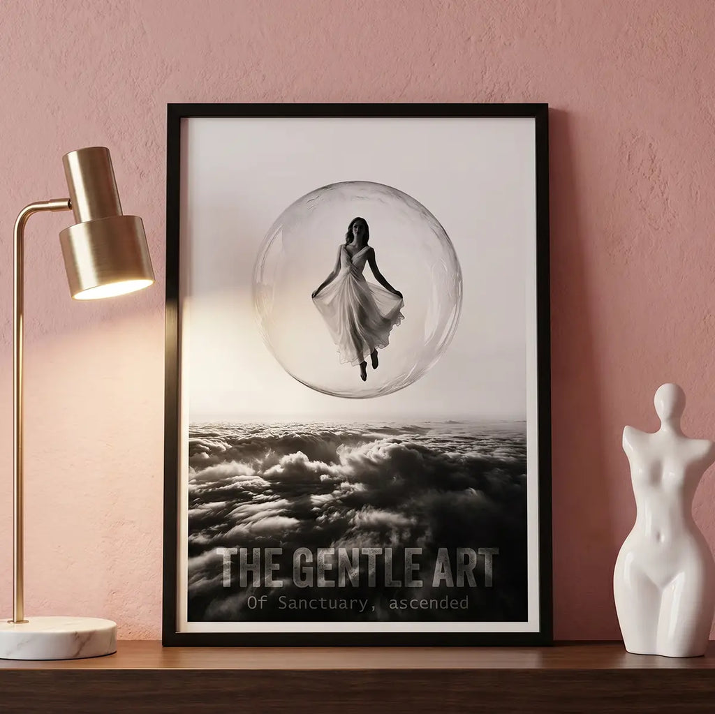 Woman in Bubble Art Print | Noir Black and White Poster