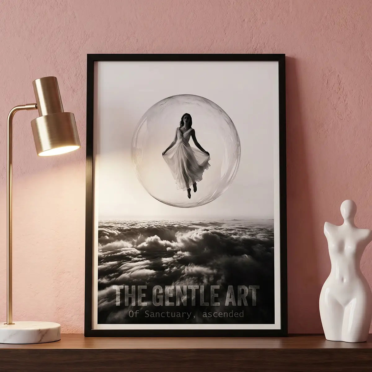 Woman in Bubble Art Print | Noir Black and White Poster