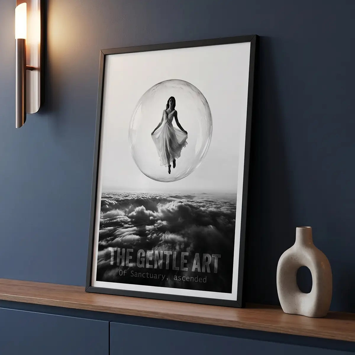 Woman in Bubble Art Print | Noir Black and White Poster