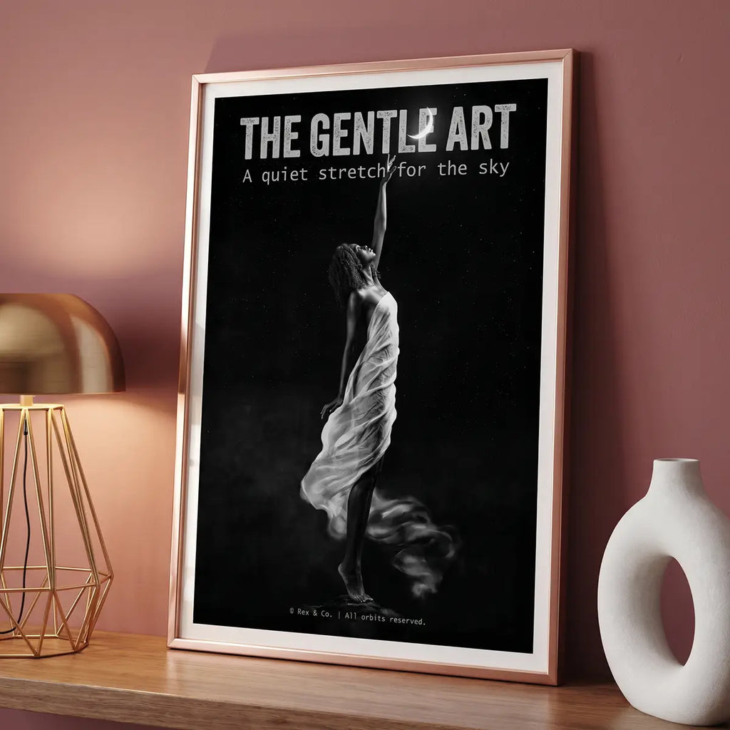 Woman Reaching For Moon Poster | Black and White Print