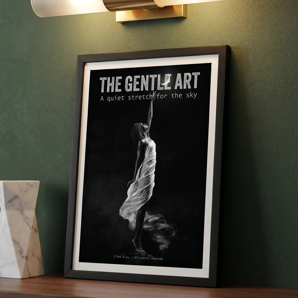 Woman Reaching For Moon Poster | Black and White Print