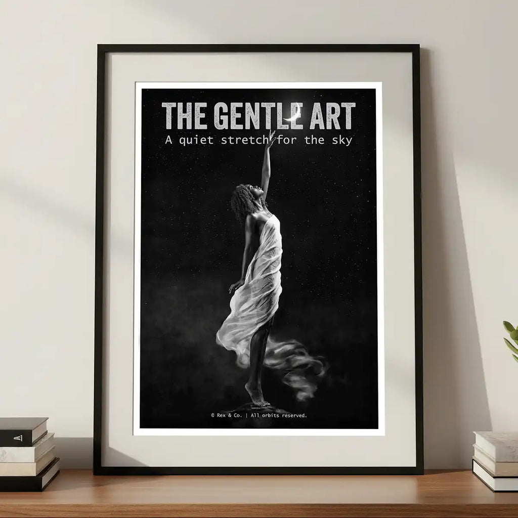 Woman Reaching For Moon Poster | Black and White Print