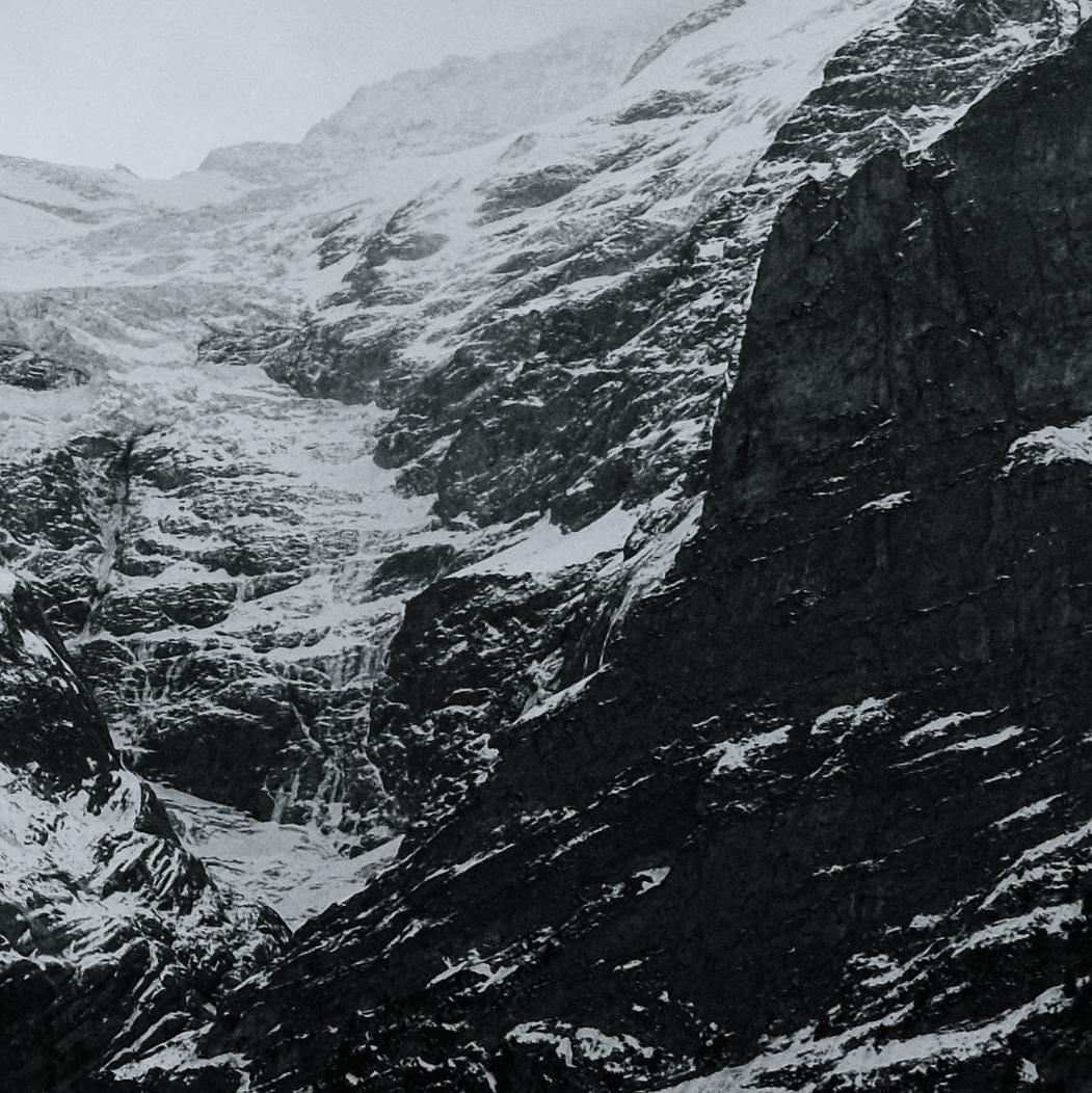 Glacial Peak Close-Up | Grindelwald | Black & White Alpine Art Print | Swiss Mountain Poster