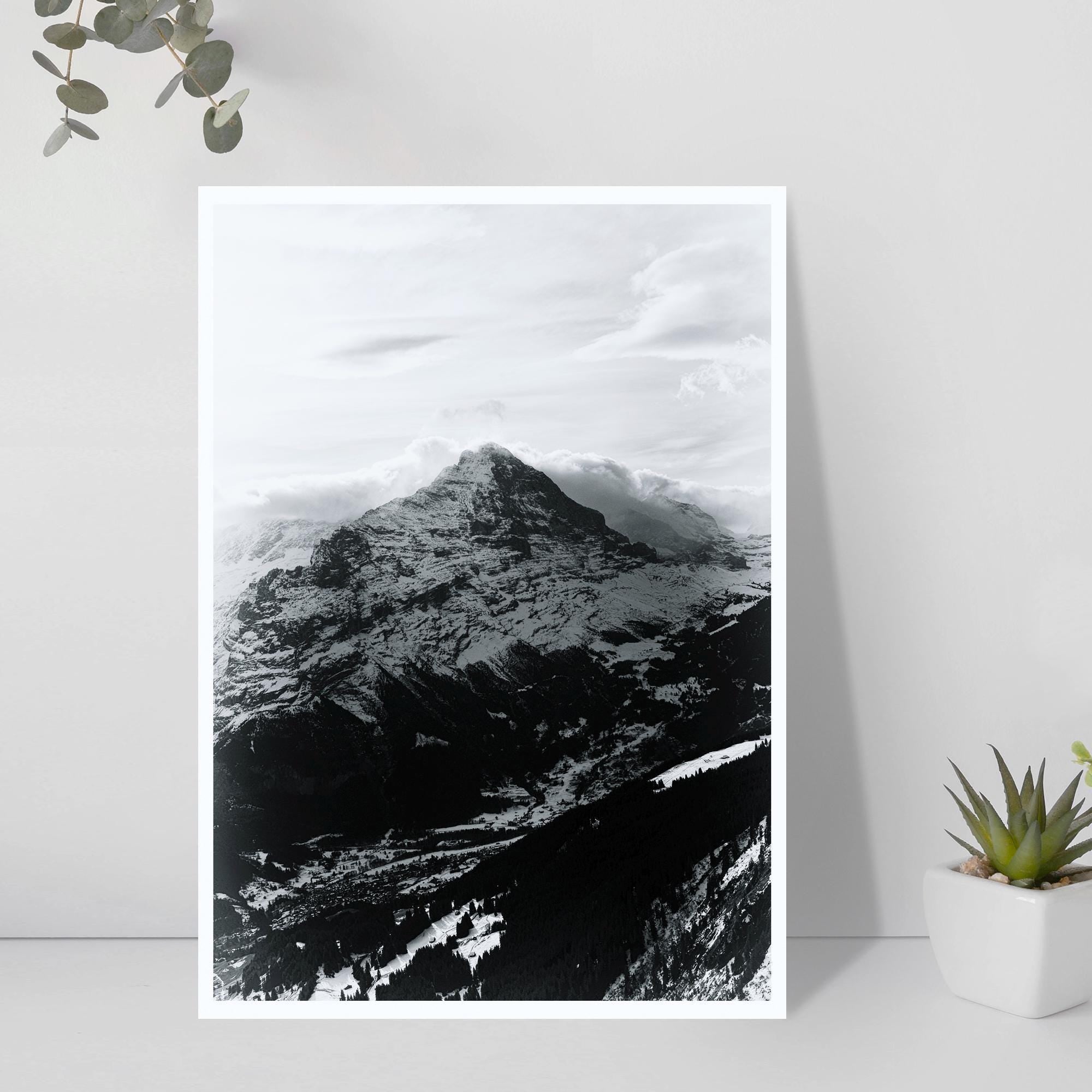 The Eiger Wall Art | Black & White Mountain Photography | A4/A3 Fine Art Print | Grindelwald