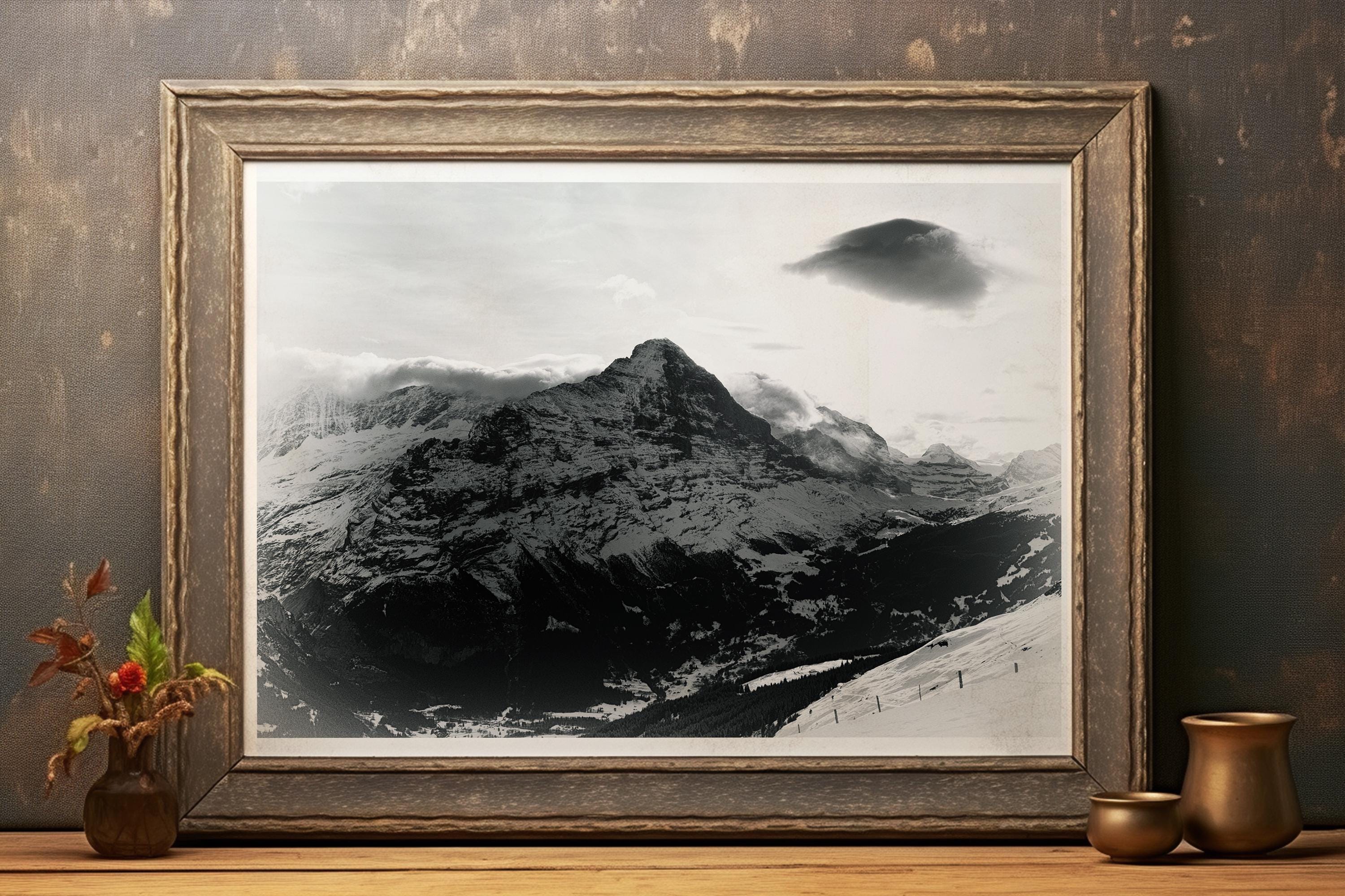 Mountain Photography | The Eiger | Swiss Alps Art | Black & White | A4/A3 Fine Art Print