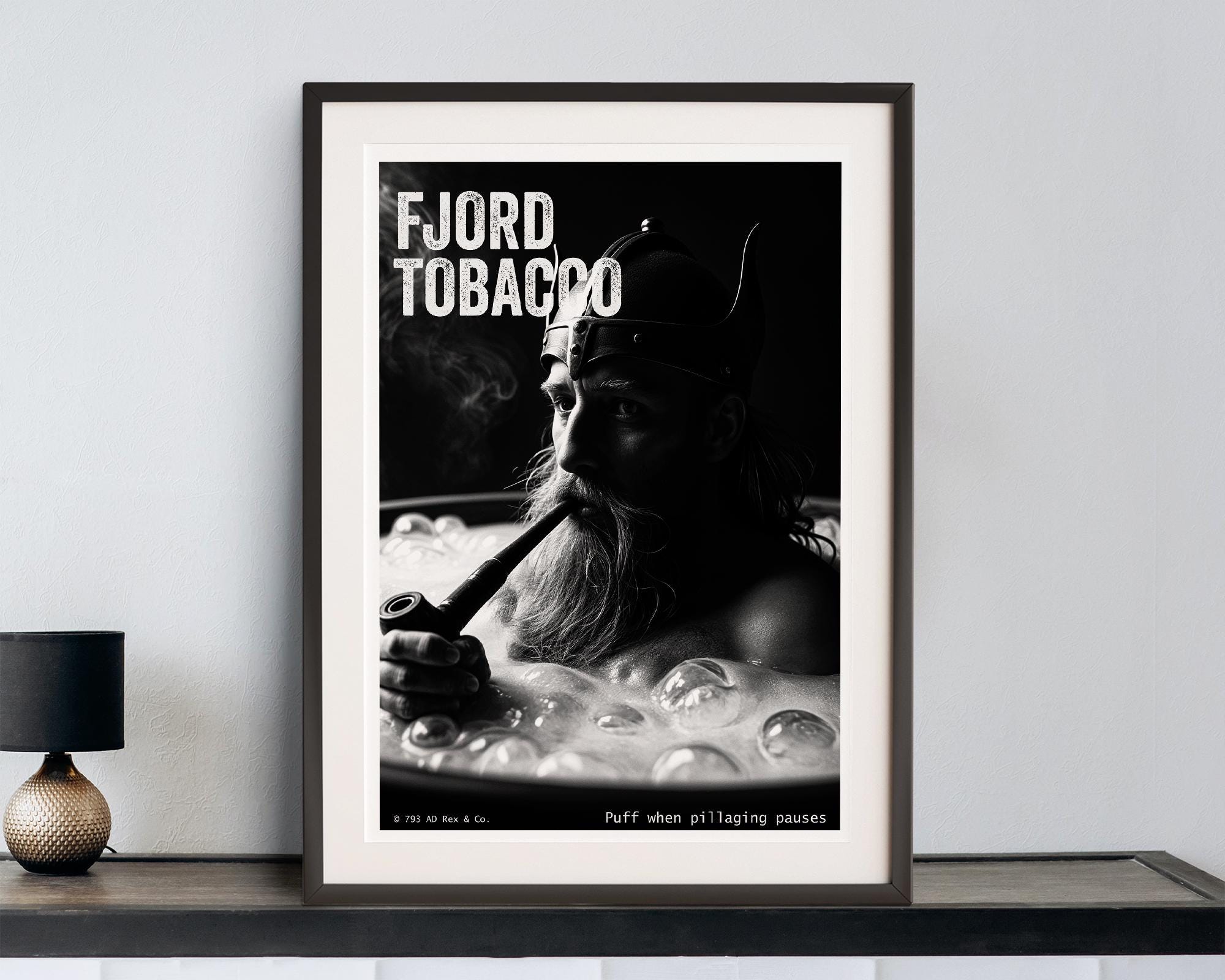 Funny Viking Hot Tub Art Print | Man Cave Smoker Poster