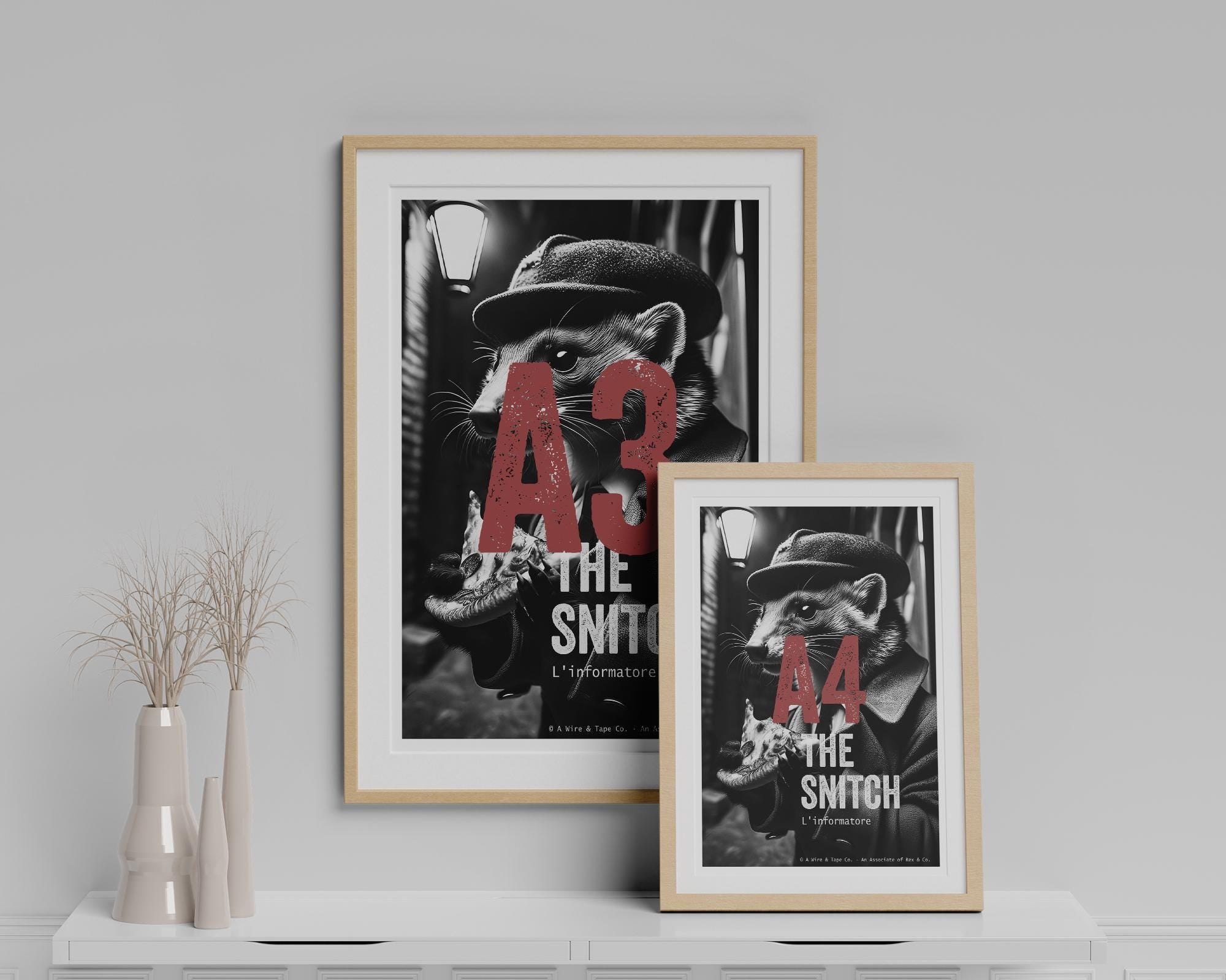 Gangster Weasel Art Print | Funny Animal Noir Decor