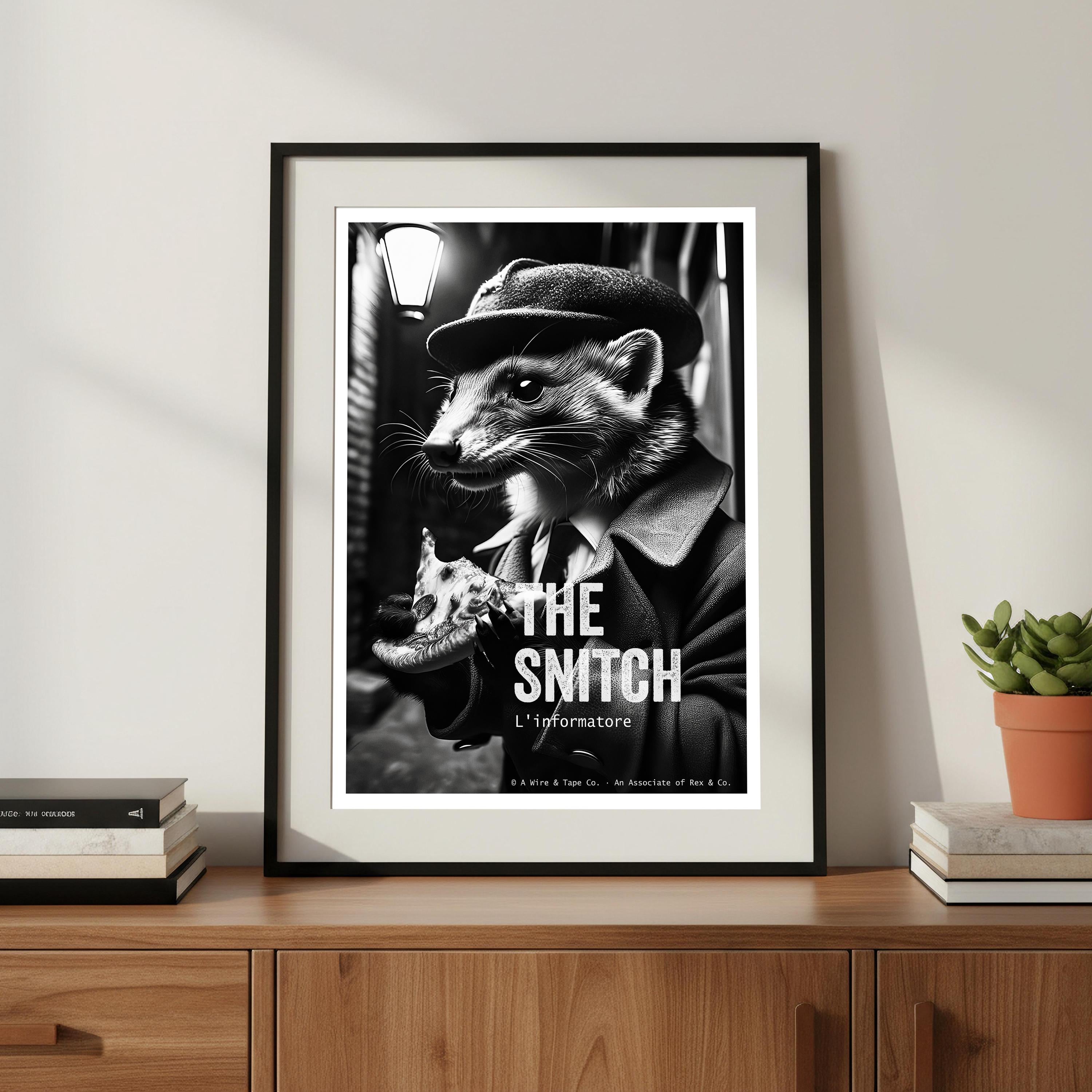 Gangster Weasel Art Print | Funny Animal Noir Decor