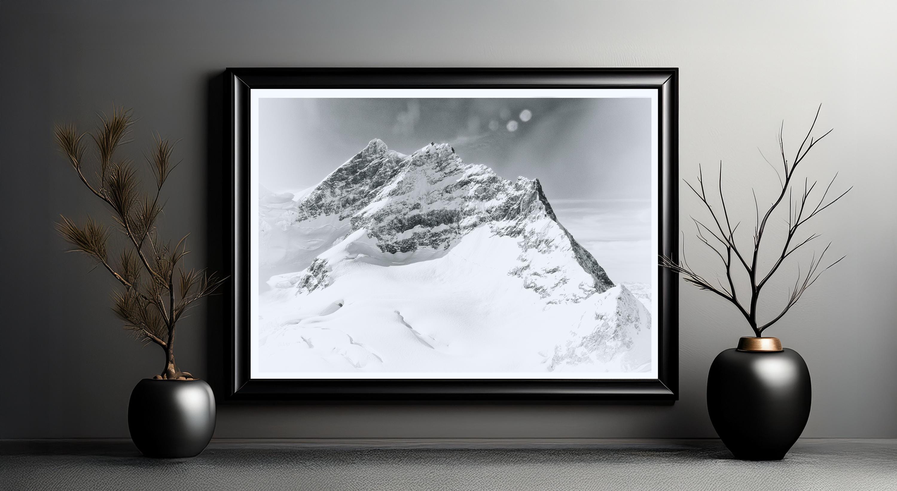 Trio of Peaks at Jungfraujoch | Ethereal Alpine Photography | Snowy Mountain Poster