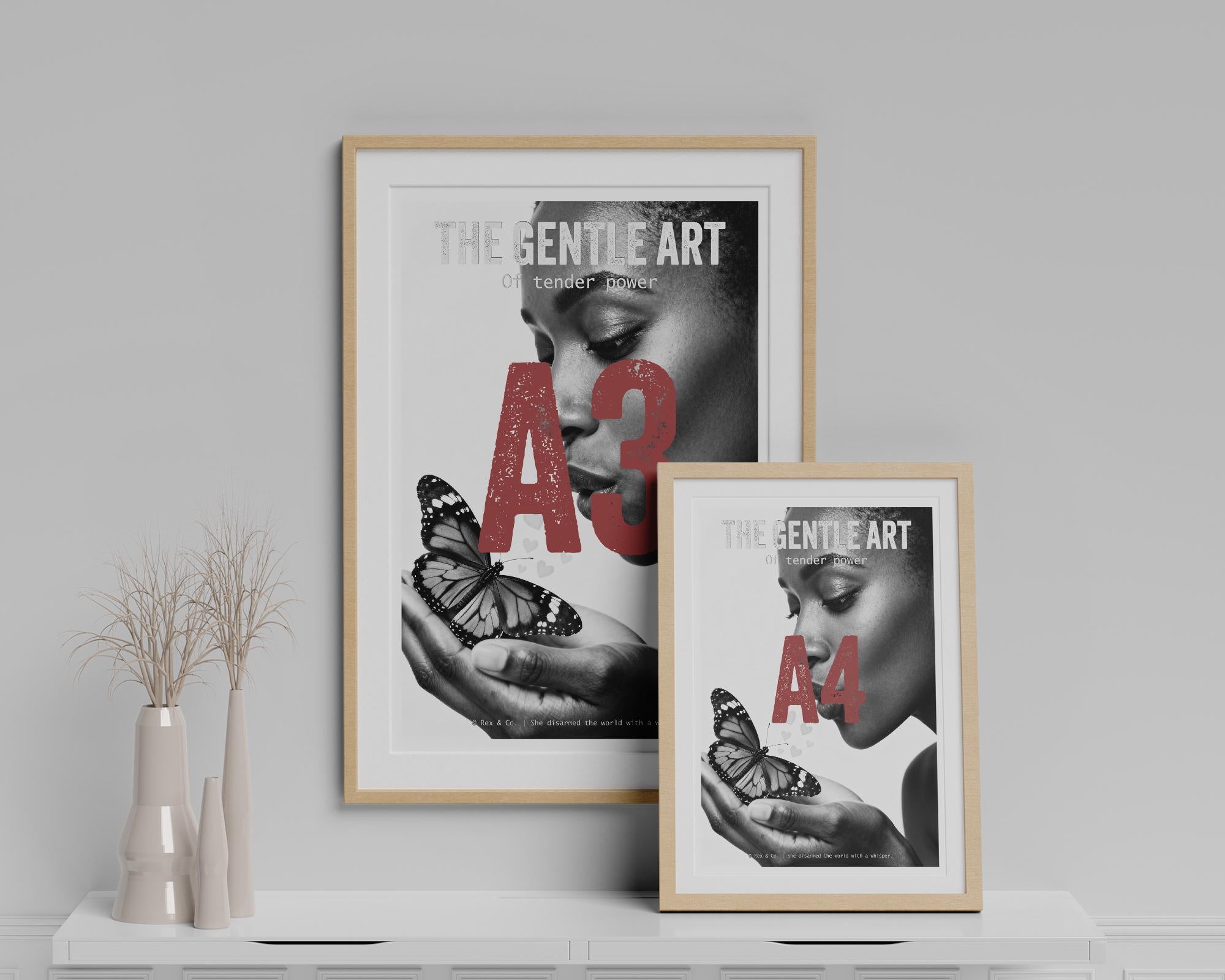 Woman and Butterfly Art | Tender Heart Poster | Feminine Wall Decor