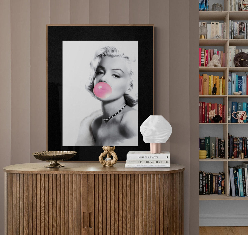 Marilyn Monroe Bubblegum Print | Vintage Glamour Bathroom Art | Pop Art Portrait
