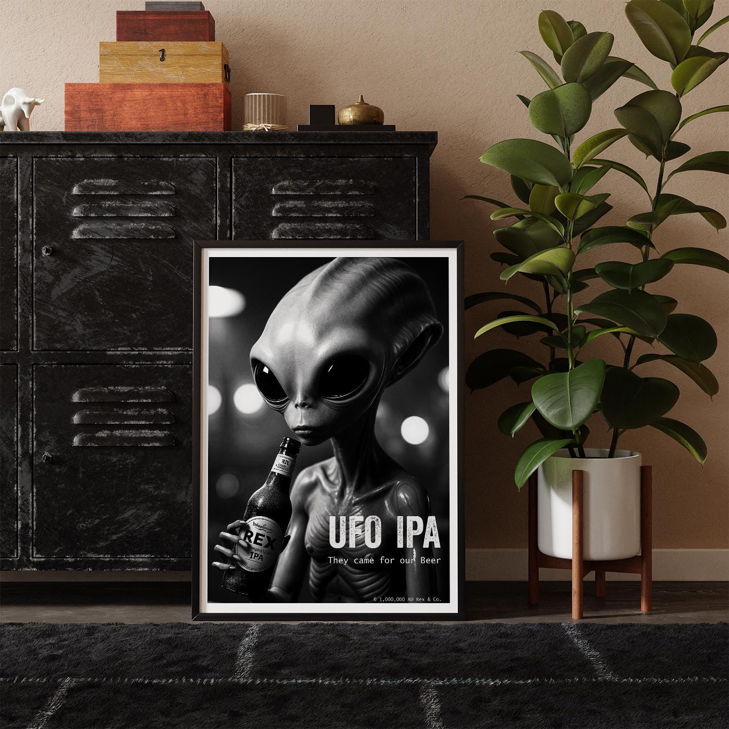 Sci-Fi Alien Beer Art Print | Man Cave Wall Decor