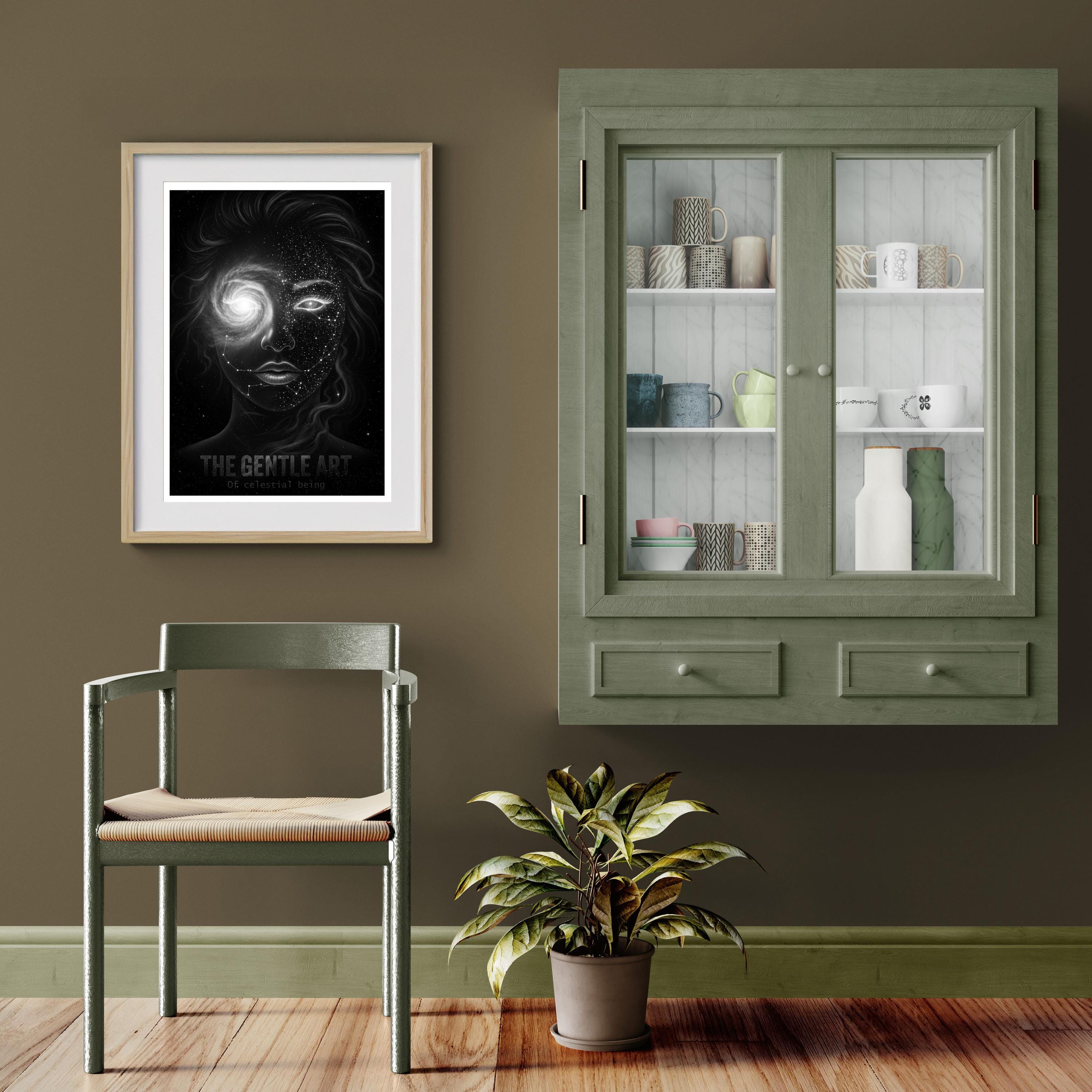 Woman as Universe Art | Cosmic Portrait Print | Galaxies in Face Poster | Spiritual Wall Decor