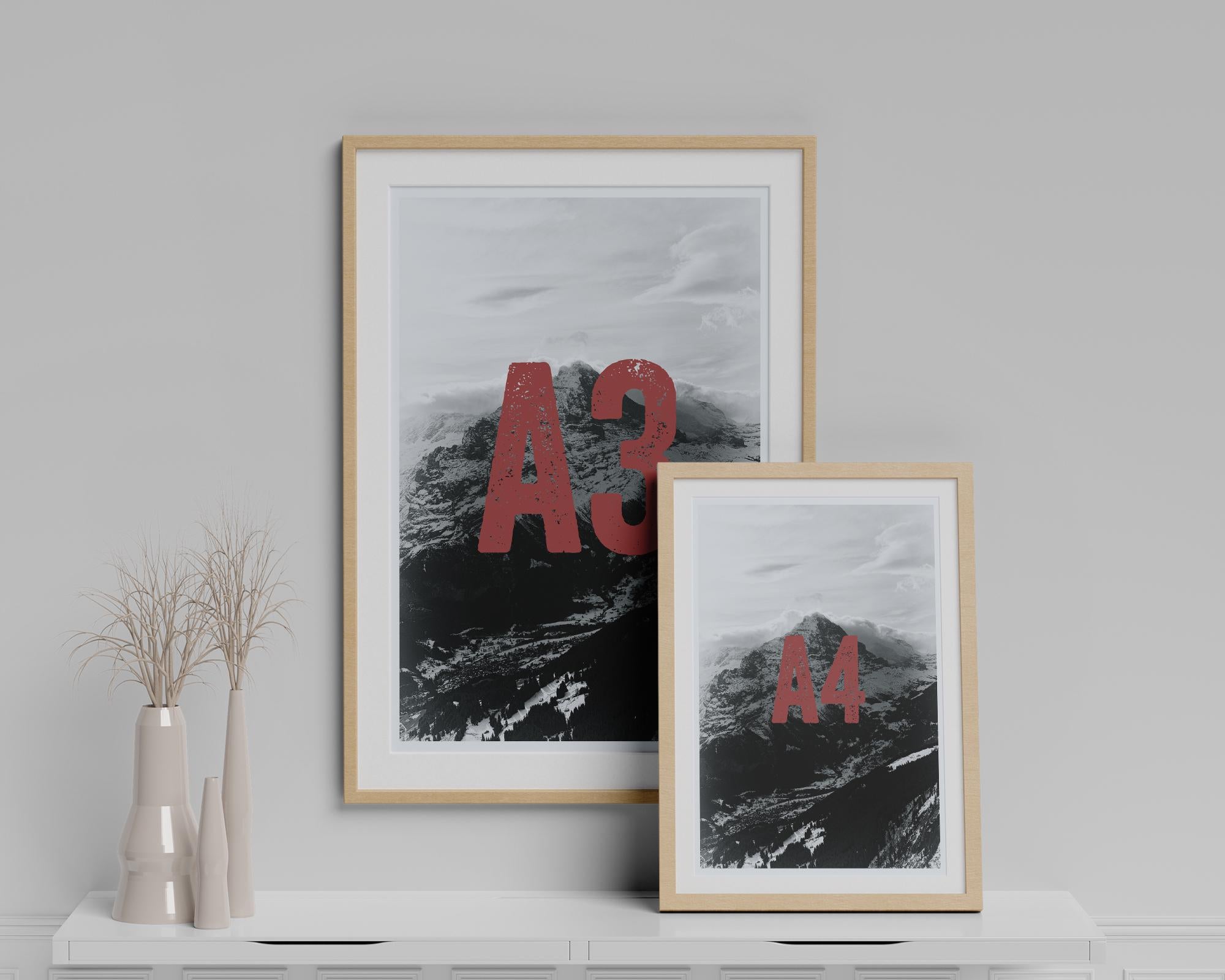 The Eiger Wall Art | Black & White Mountain Photography | A4/A3 Fine Art Print | Grindelwald