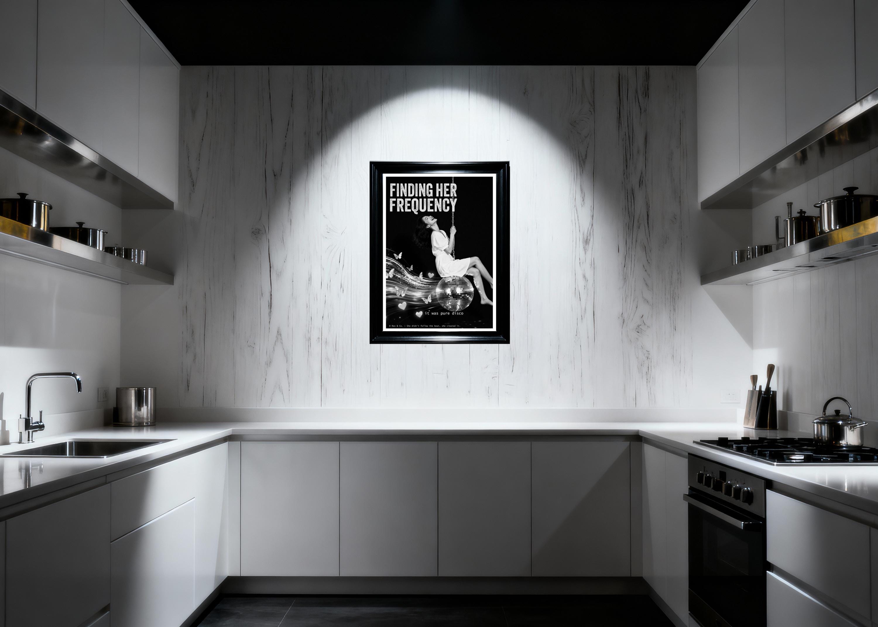 Poster on a wall in a modern kitchen