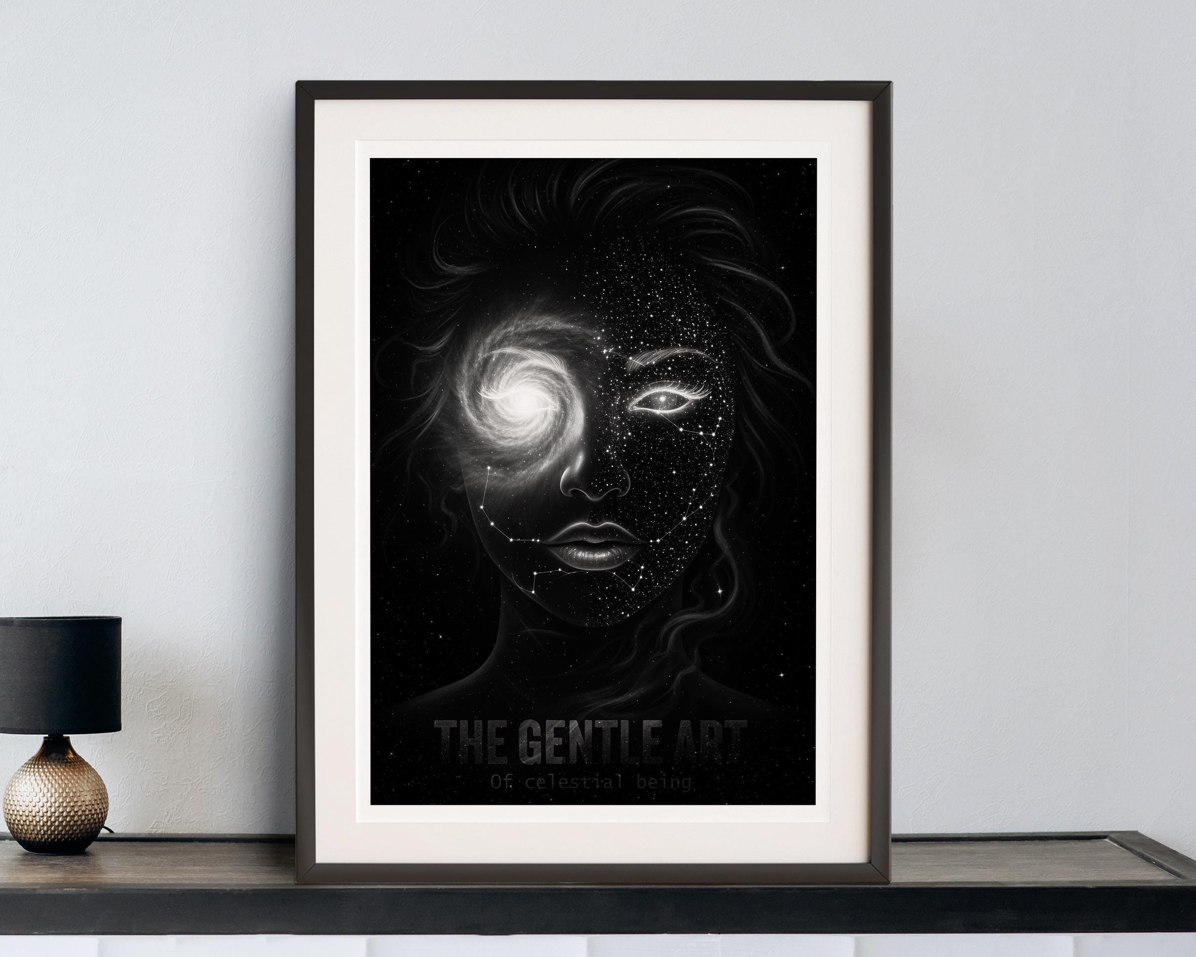 Woman as Universe Art | Cosmic Portrait Print | Galaxies in Face Poster | Spiritual Wall Decor