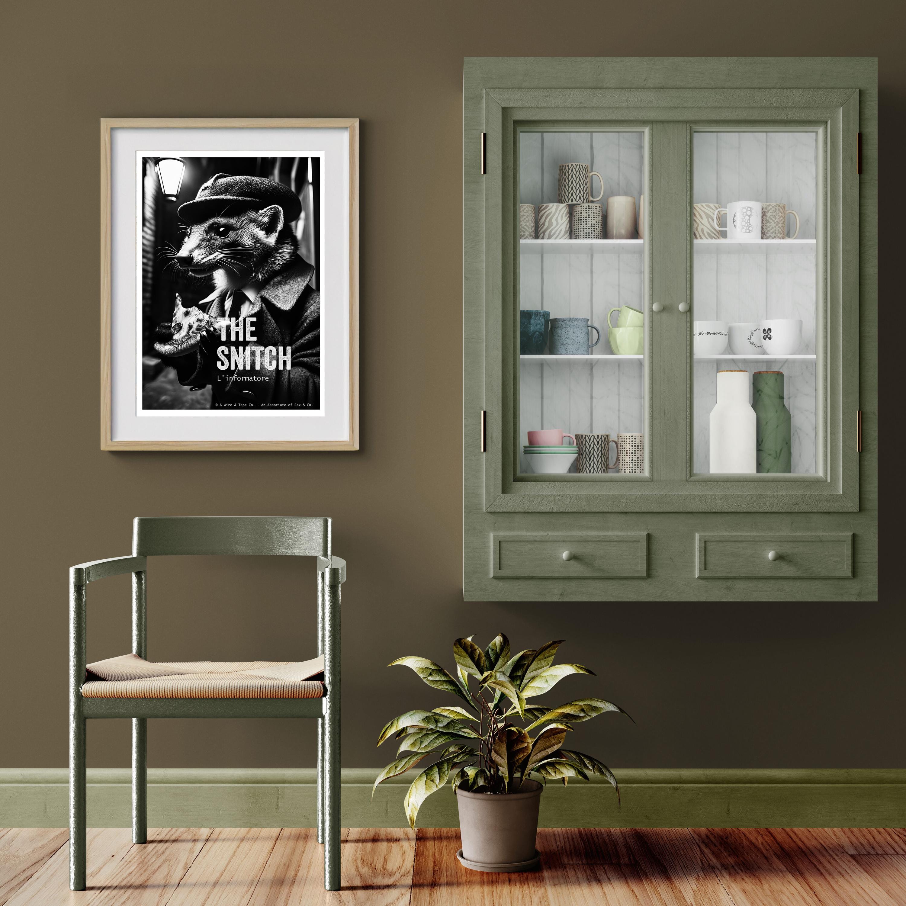 Gangster Weasel Art Print | Funny Animal Noir Decor