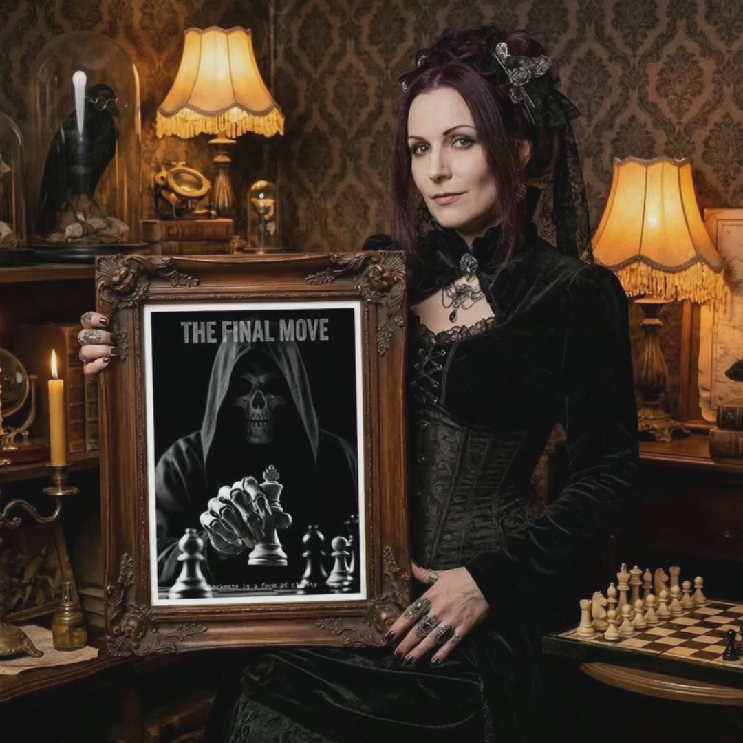 Grim Reaper Chess Art | Death and Strategy Poster | Gift for Chess Player | Study Library Decor