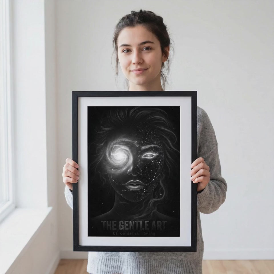 Woman as Universe Art | Cosmic Portrait Print | Galaxies in Face Poster | Spiritual Wall Decor