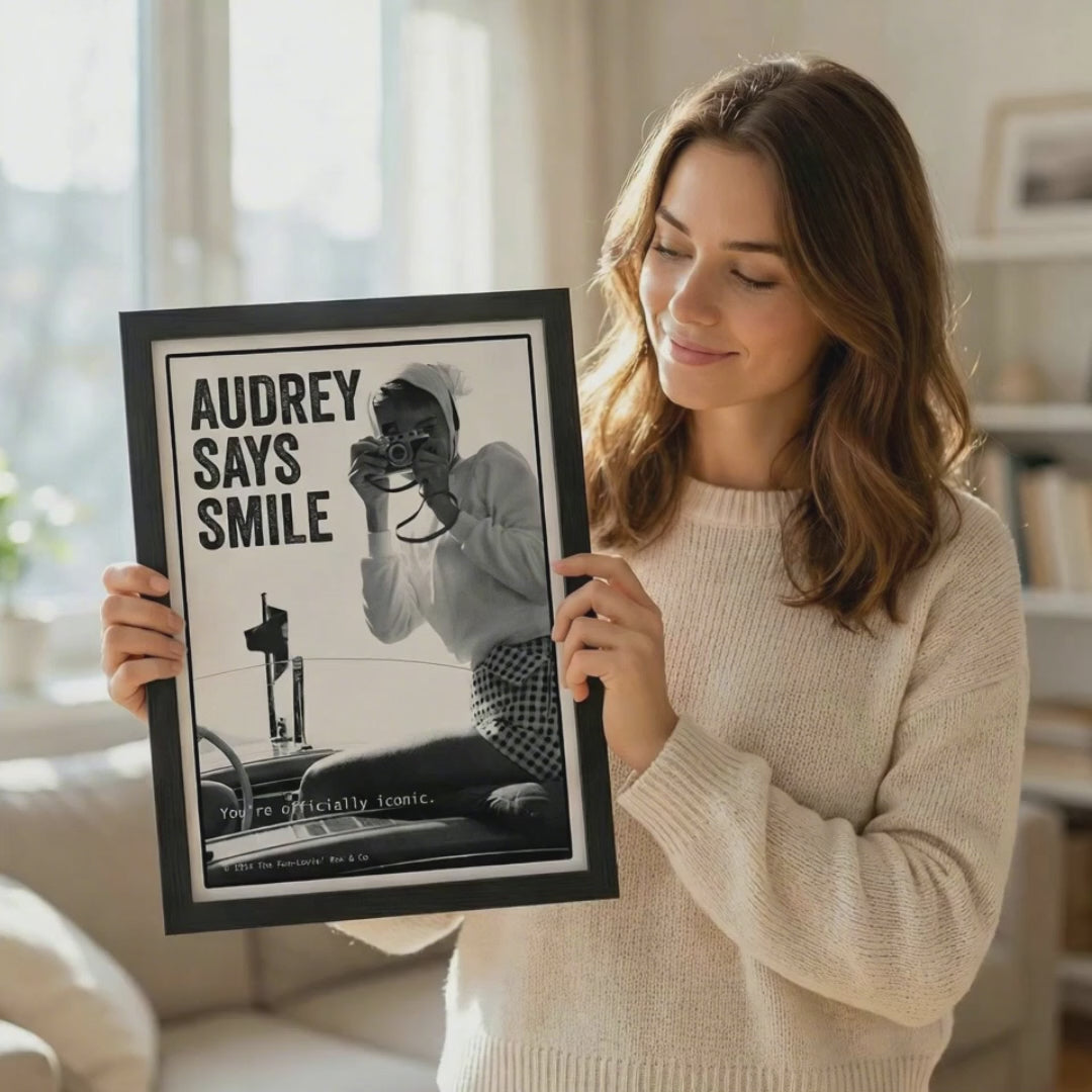 Audrey Hepburn Smile Poster | Hollywood Art | Classic Cinema Decor
