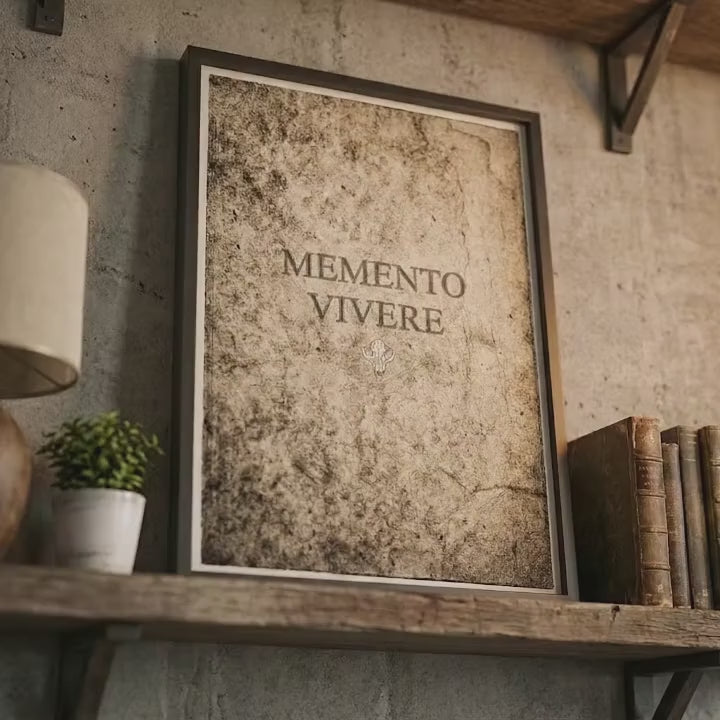 Memento Vivere Poster | Skull and Wolf Wall Art | Stoic Latin Quote | Gothic Decor