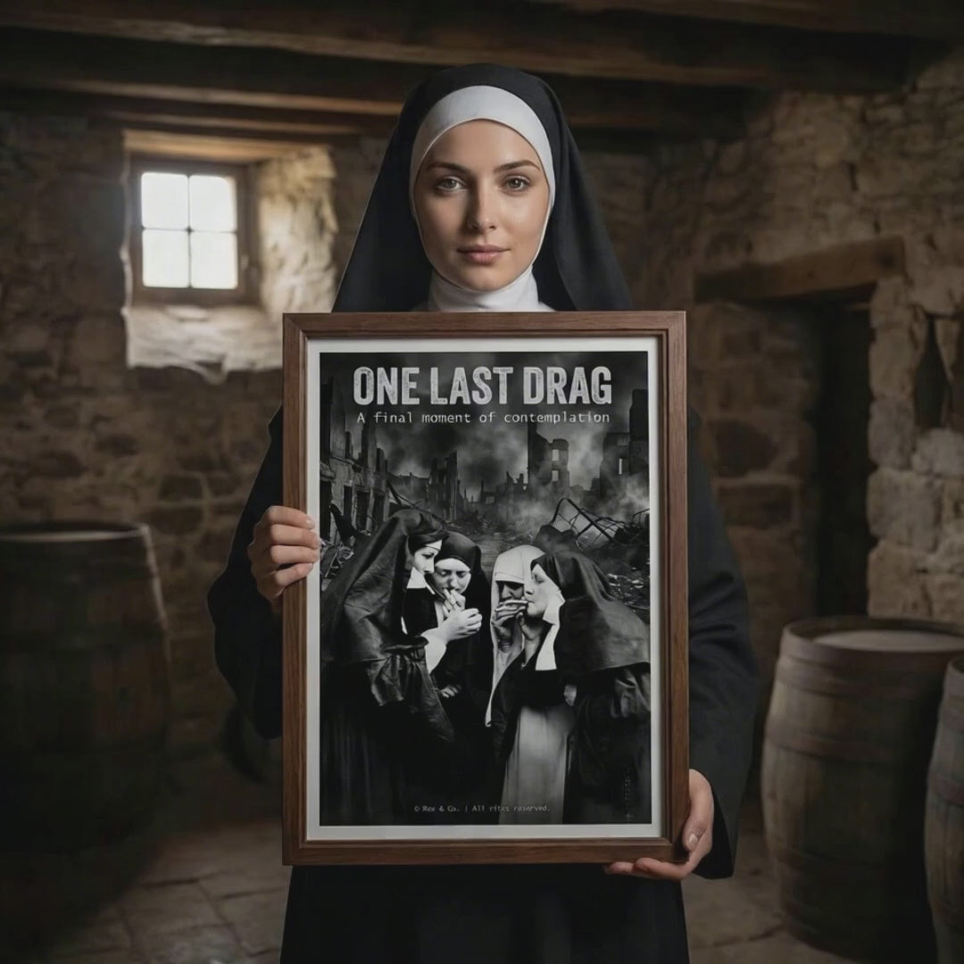 Apocalyptic Nuns Smoking Poster | Black and White Print